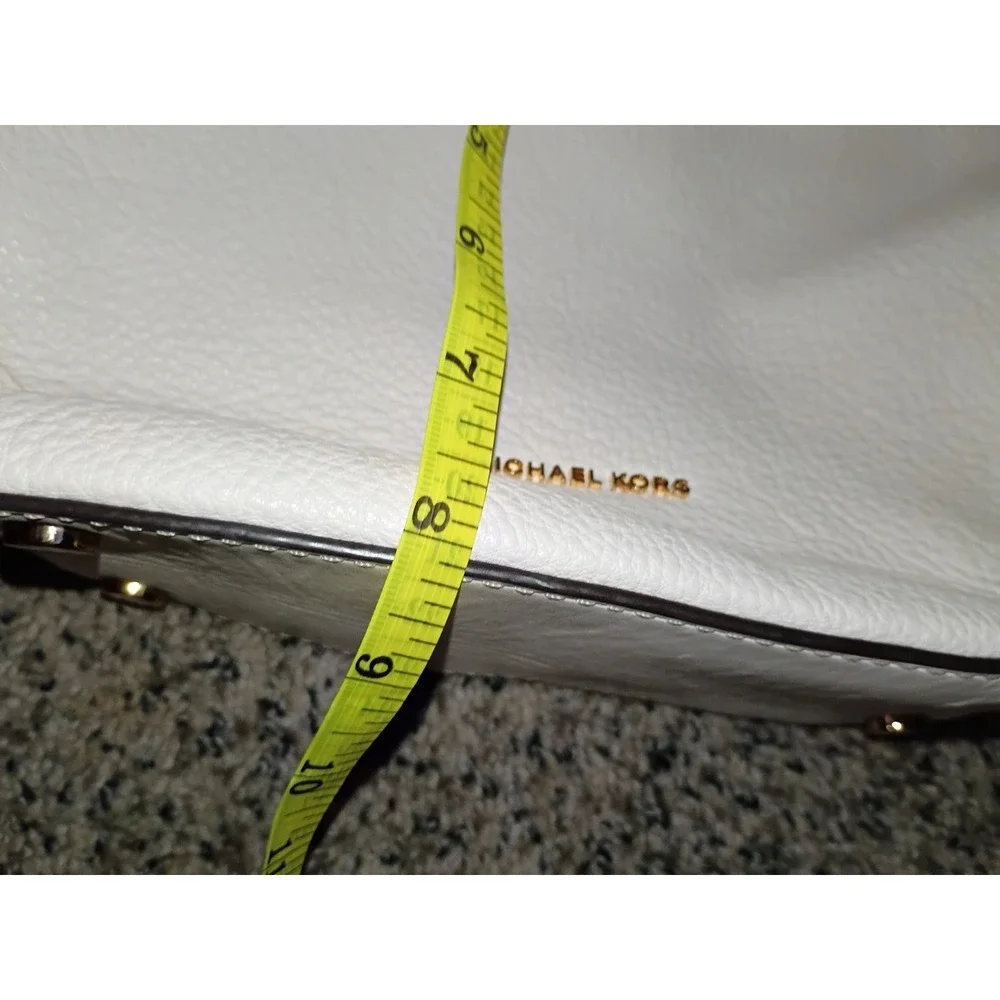 Michael Kors Large Leather Gold Chain Hobo Shoulder Bag, Optic White